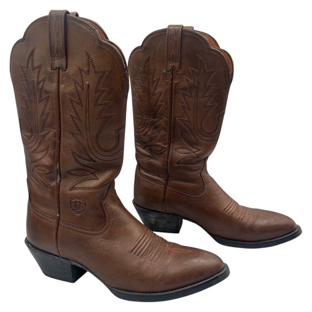 Ariat Cowboy Western Boots Heritage R Toe Leather Brown Women's Size 6B